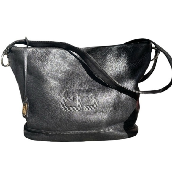 Balpri Black Genuine Leather Shoulder Bag / Crossbody Bag Made In Spain Top Zip - Picture 1 of 16